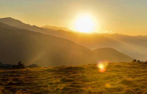 The raising sun on the mountain Stoanamandl